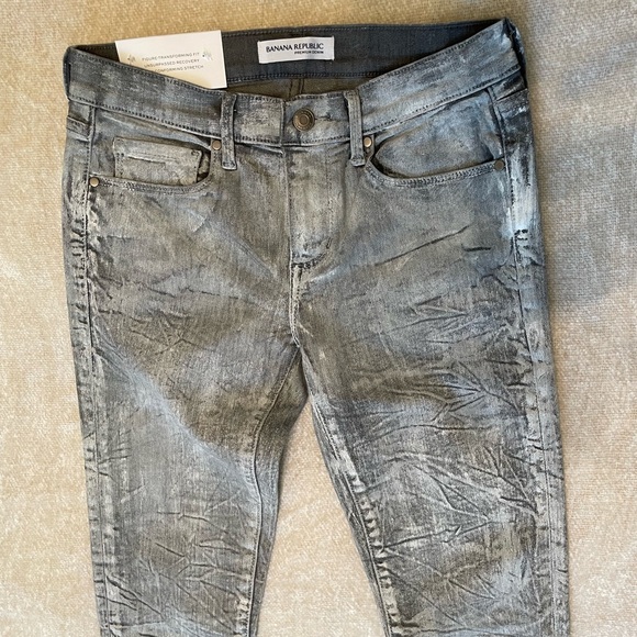 Banana Republic Paint Washed Distressed Gray Skinny Jeans Sz25 Grunge Biker Core - Picture 4 of 7
